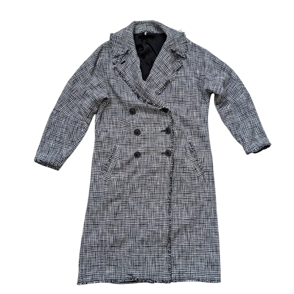Free People Menswear Plaid Tweed Coat maxi Houndstooth